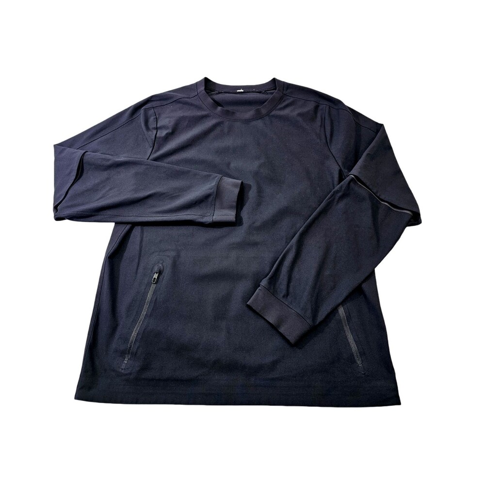 Lululemon Mens M Black‎ Crewneck Vented Sleeve Pullover Sweatshirt Windbreaker